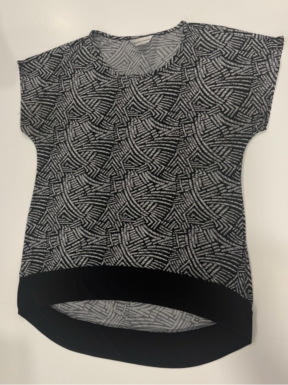 Christopher & Banks Black and White Geometric Short Sleeve Top - Size M